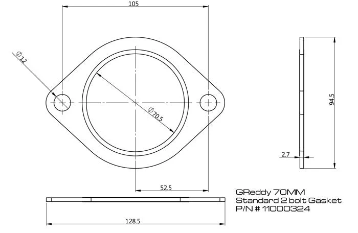Replacement Exhaust Gaskets for GReddy Exhausts - Oval, 2-bolt - Image 4