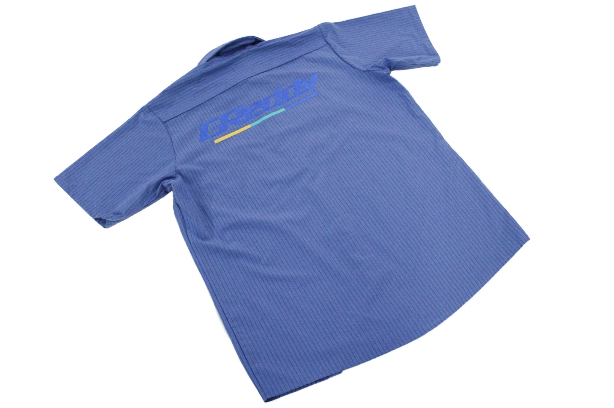 GReddy Mechanic's Button-up Work Shirt(s) V3 - Blue/Blue Stripe - Image 3