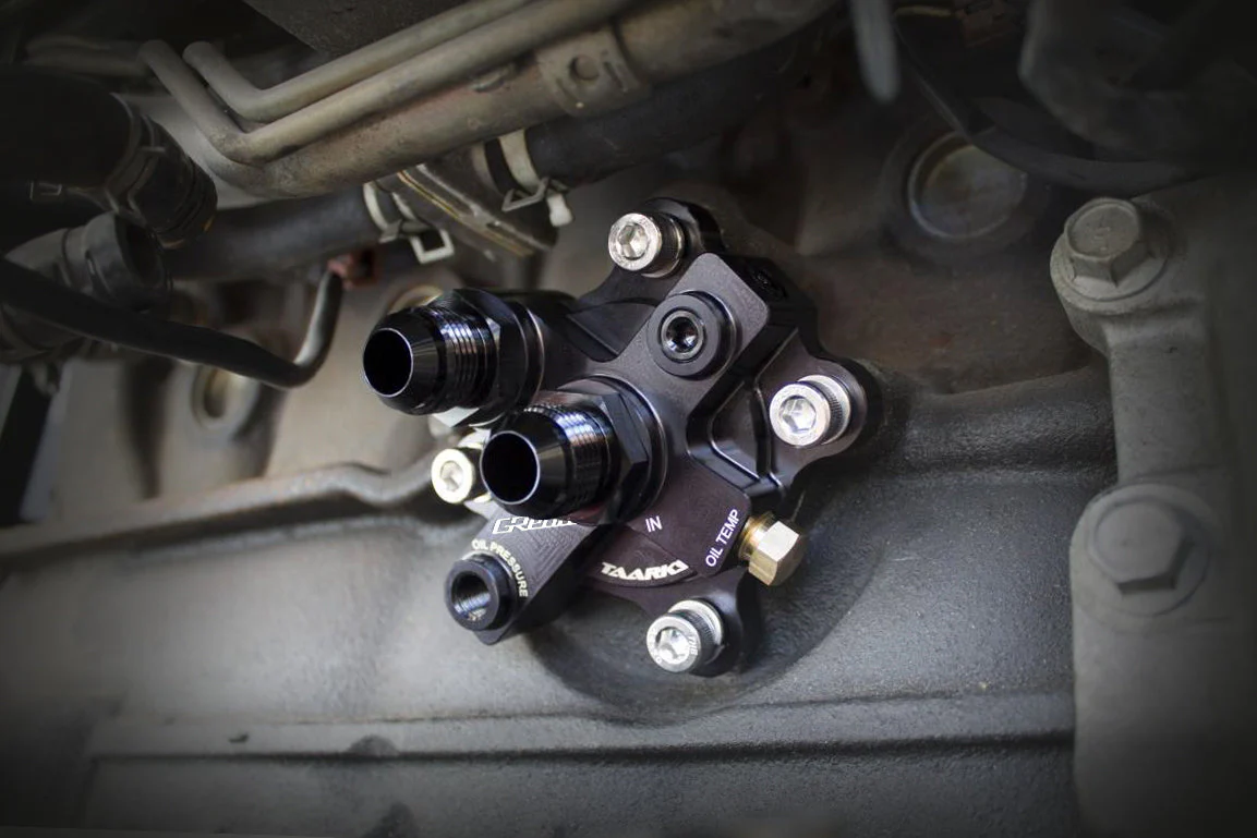 GREDDY X TAARKS RB26 BOLT-ON OIL BLOCK ADAPTER, 10AN - (12428100) - Image 2