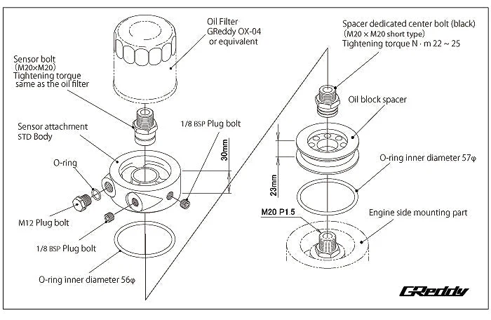 GReddy Oil Filter Block Sensor Adapter - FA20 Type - for FRS / 86 / BRZ - Image 2